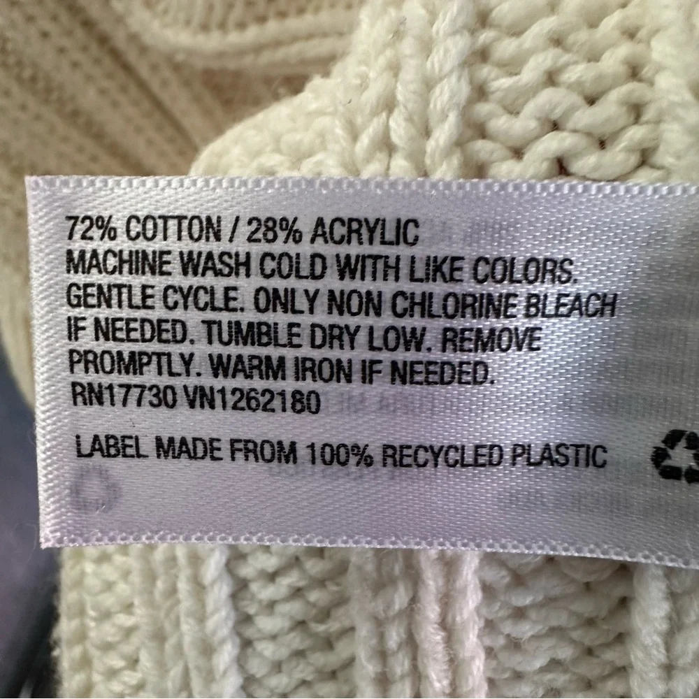 a new day Cream Knit Ribbed Cardigan Sweater Button Front Medium - Picture 5 of 5